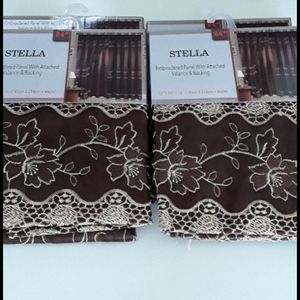 Coffee/gold panels w/valance and backing, pocket rod (sheers available)